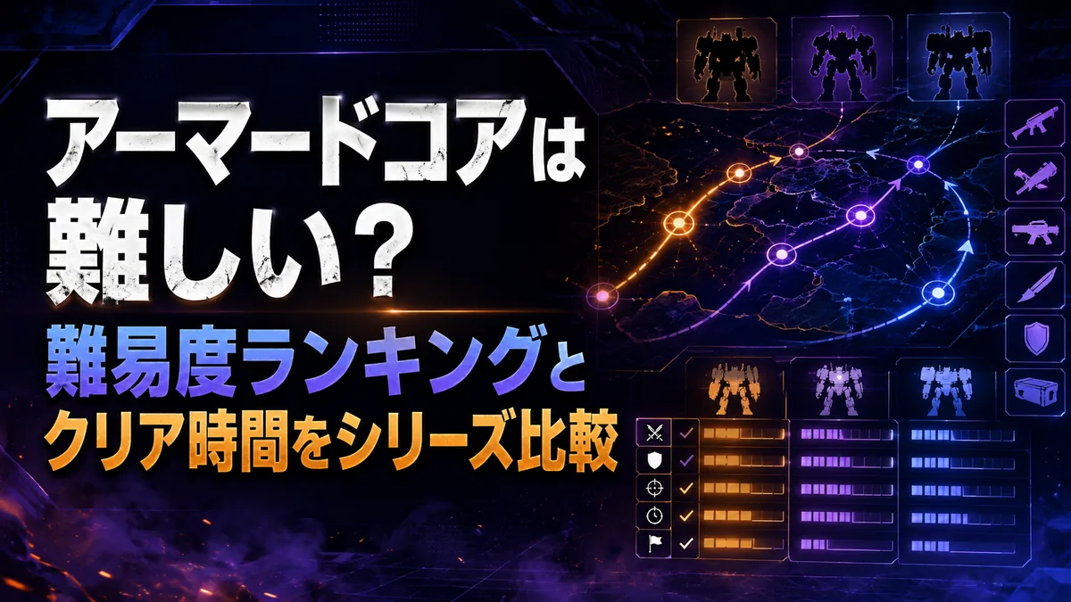 アーマードコアは難しい？難易度ランキングとクリア時間をシリーズ比較 アイキャッチ