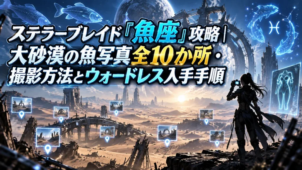 ステラーブレイド「魚座」攻略|大砂漠の魚写真全10か所・撮影方法とウォードレス入手手順