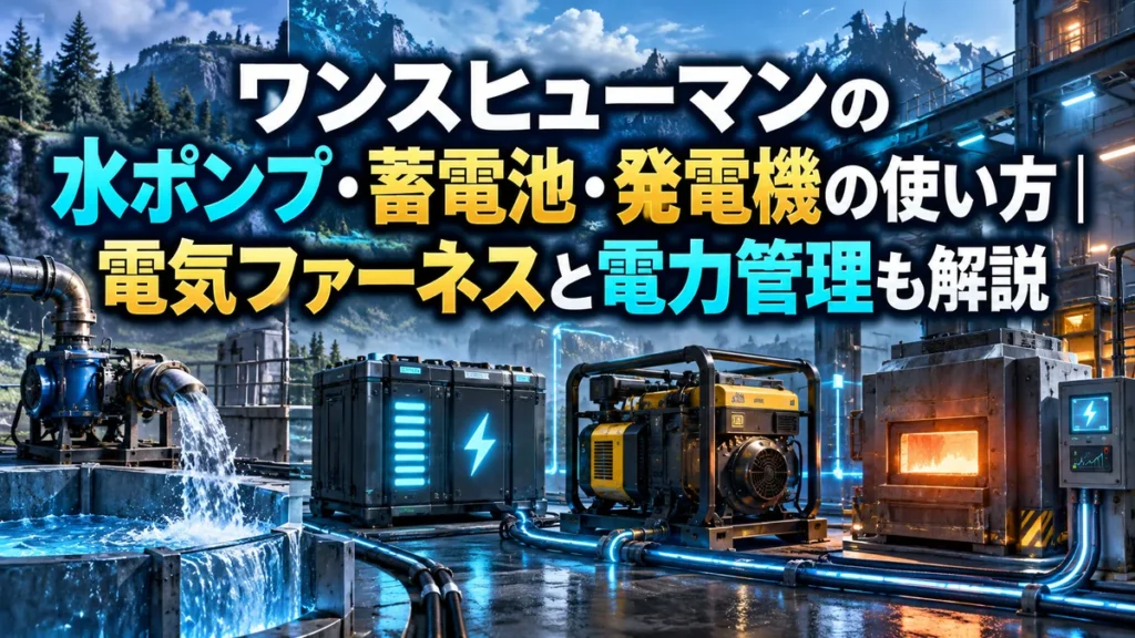 ワンスヒューマンの水ポンプ・蓄電池・発電機の使い方｜電気ファーネスと電力管理も解説