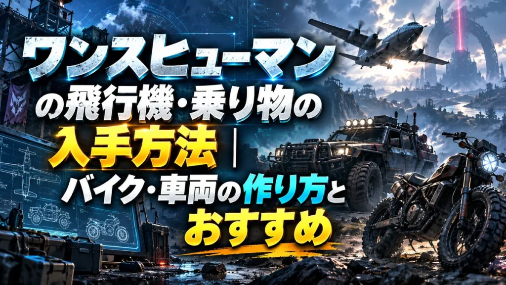 ワンスヒューマンの飛行機・乗り物の入手方法|バイク・車両の作り方とおすすめ
