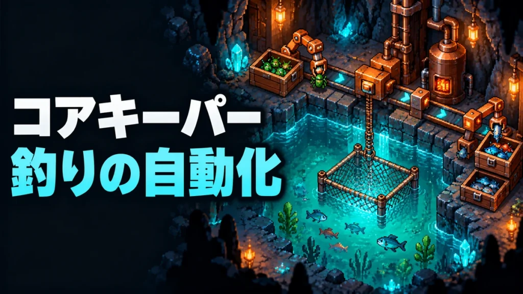 コアキーパーの釣り自動化を表したAI生成のイメージイラスト