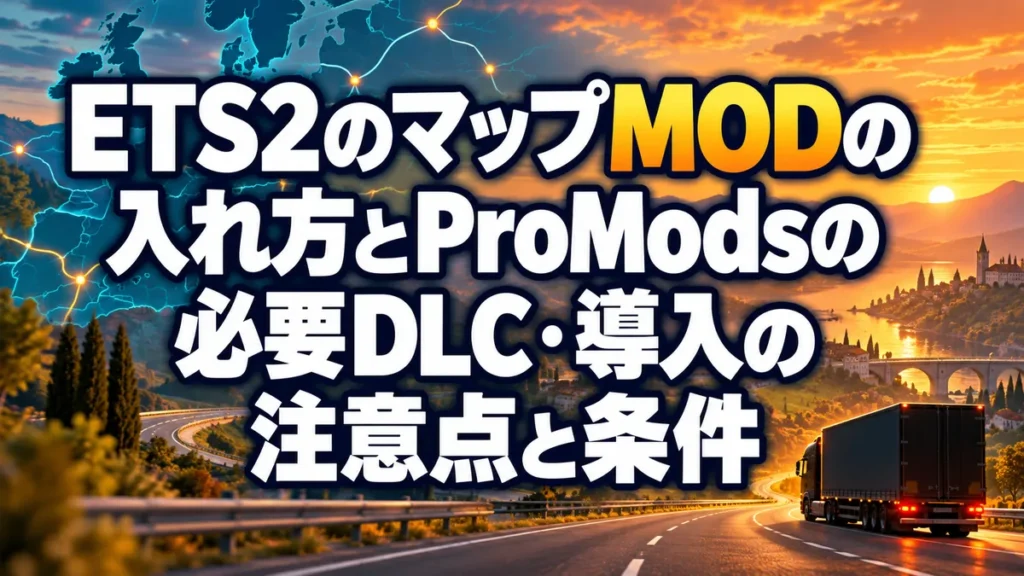 ETS2のマップMODの入れ方とProModsの必要DLC・導入の注意点と条件 アイキャッチ