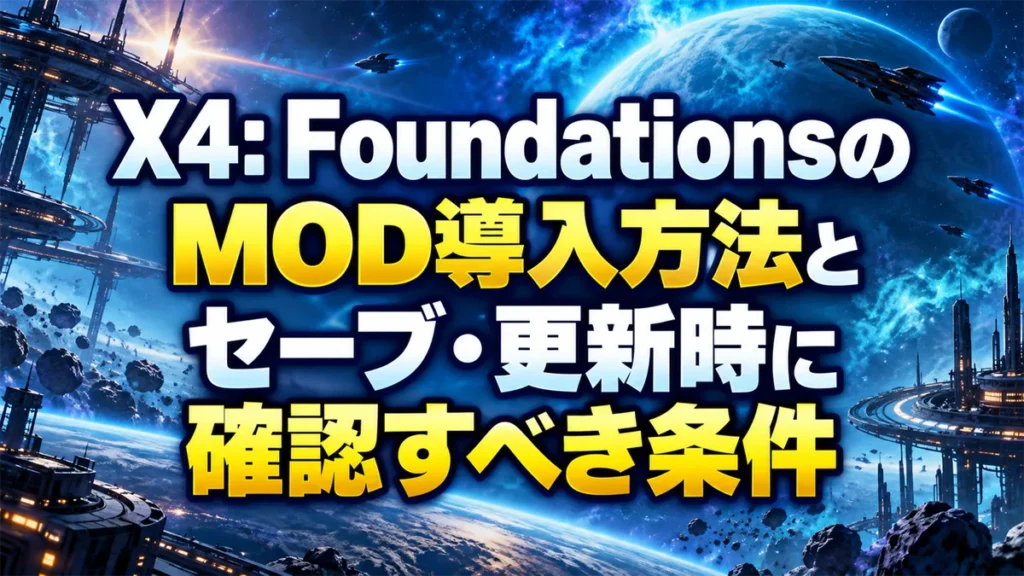 X4: FoundationsのMOD導入方法とセーブ・更新時に確認すべき条件 アイキャッチ