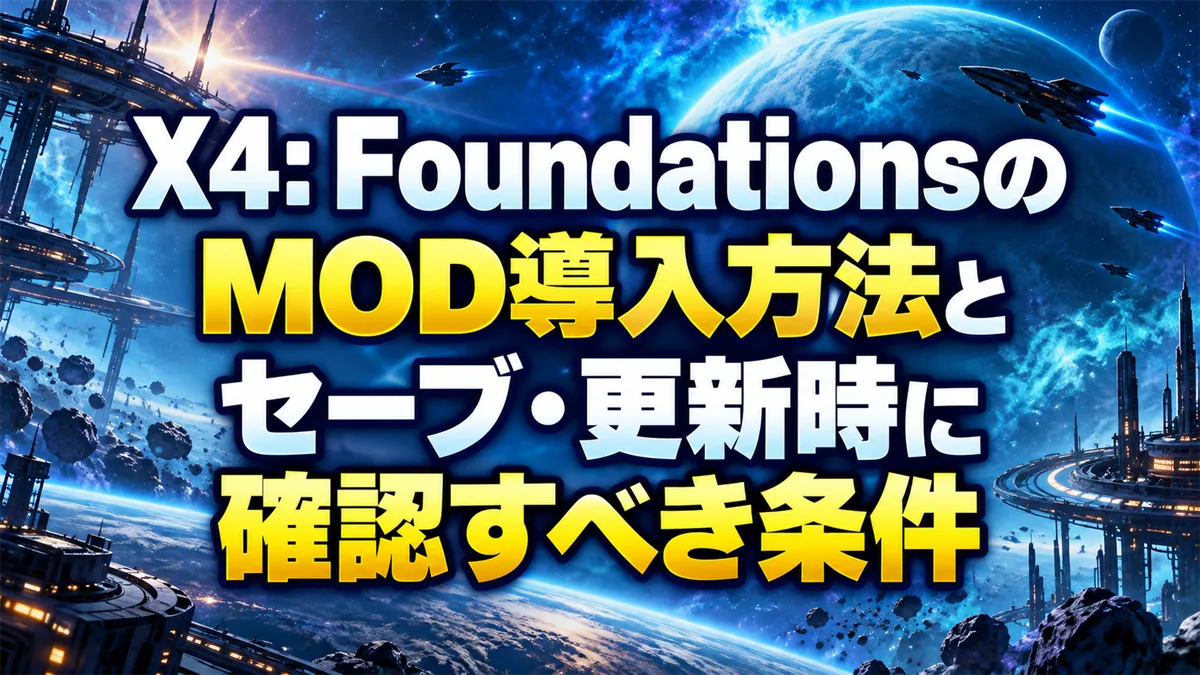X4: FoundationsのMOD導入方法とセーブ・更新時に確認すべき条件 アイキャッチ