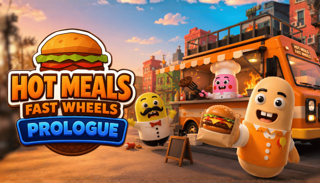 Hot Meals Fast Wheels Prologueのロゴとフードトラックを描いた公式アート