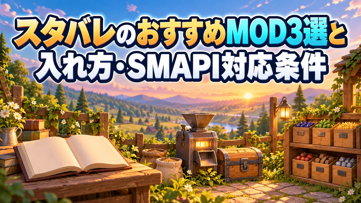 スタバレのおすすめMOD3選と入れ方・SMAPI対応条件を表すAI生成の概念画。実際のゲーム画面ではありません。