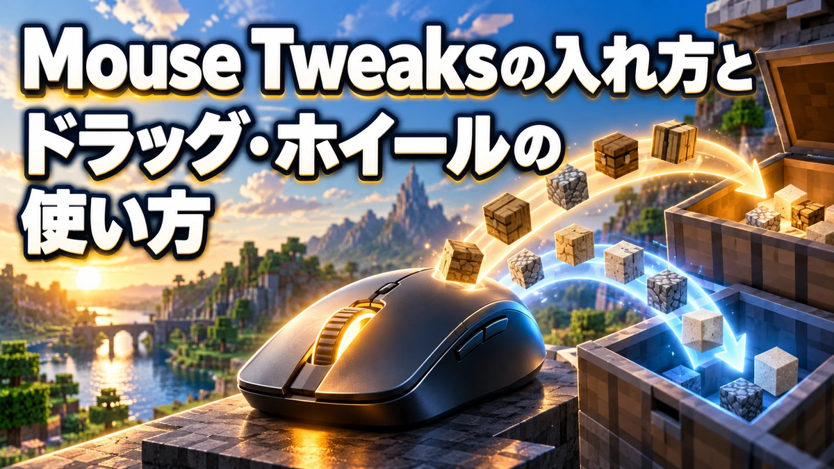 Mouse Tweaksの入れ方とドラッグ・ホイールの使い方を表すAI生成の概念画。実際のゲーム画面ではありません。