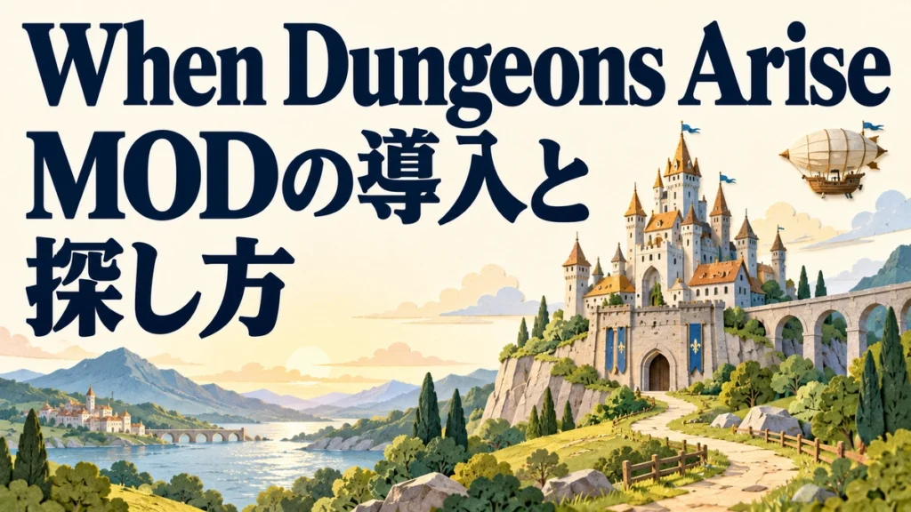 When Dungeons Arise MODの導入と探し方を表すAI生成の概念画。実際のゲーム画面ではありません。